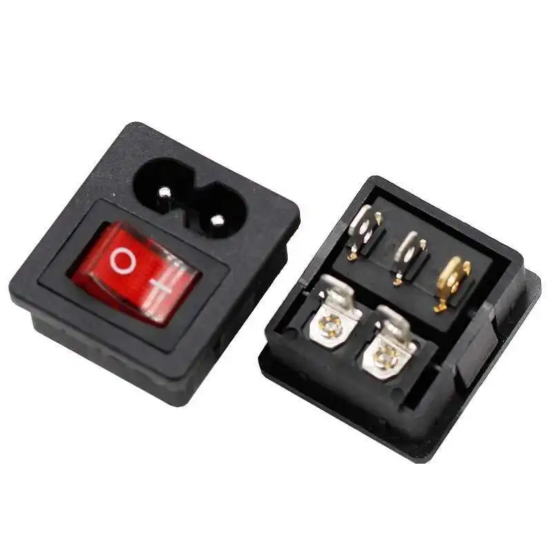 

IEC 320 C8 Power Cord Socket Inlet Connector With Rocker Switch
