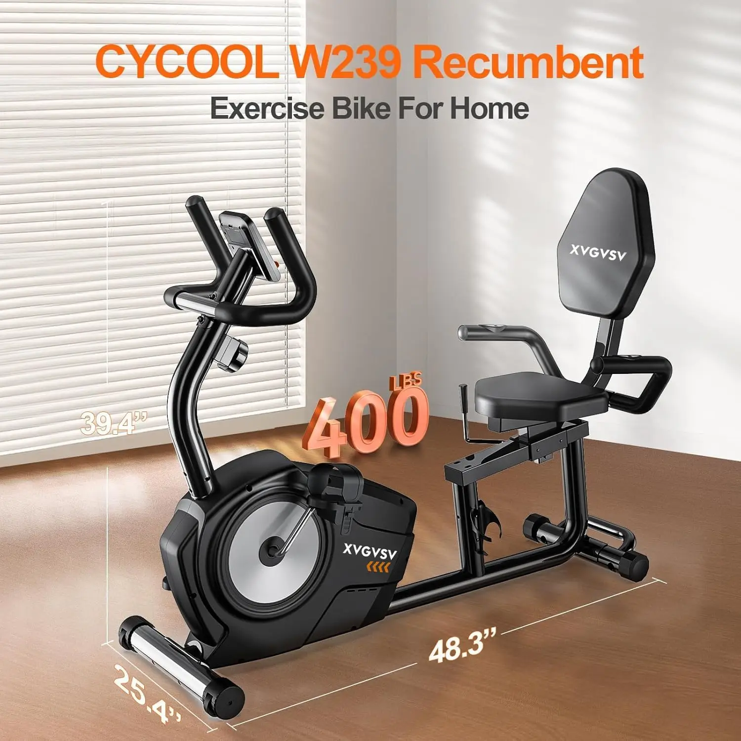 Exercise Bike, Recumbent Stationary Bike for Home, Recumbent Bike with 400LB Weight Capacity Whisper-Quiet 16 Levels M