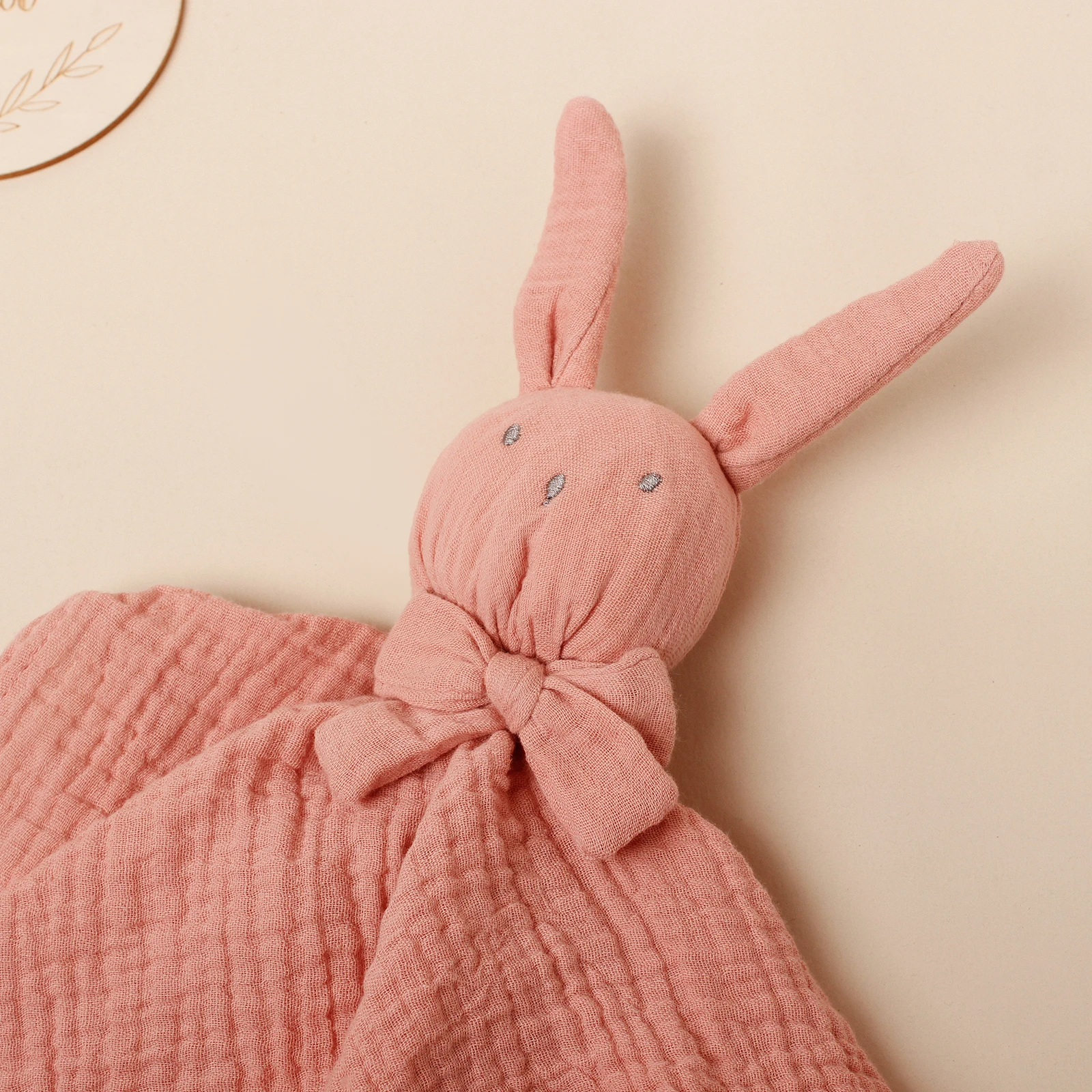 Baby  Rabbit Square Comforter Towel Elegant Bow Decor Rabbit Square Blanket For Kids Cute Embroidery Infant Saliva Towel