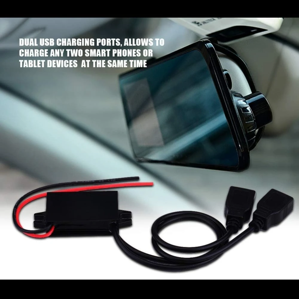 USB Converter Module DC/DC Converter 12V 24V To 5V 3A Dual USB Female Converter Adapter Step Down Module For Motorcycle Phone