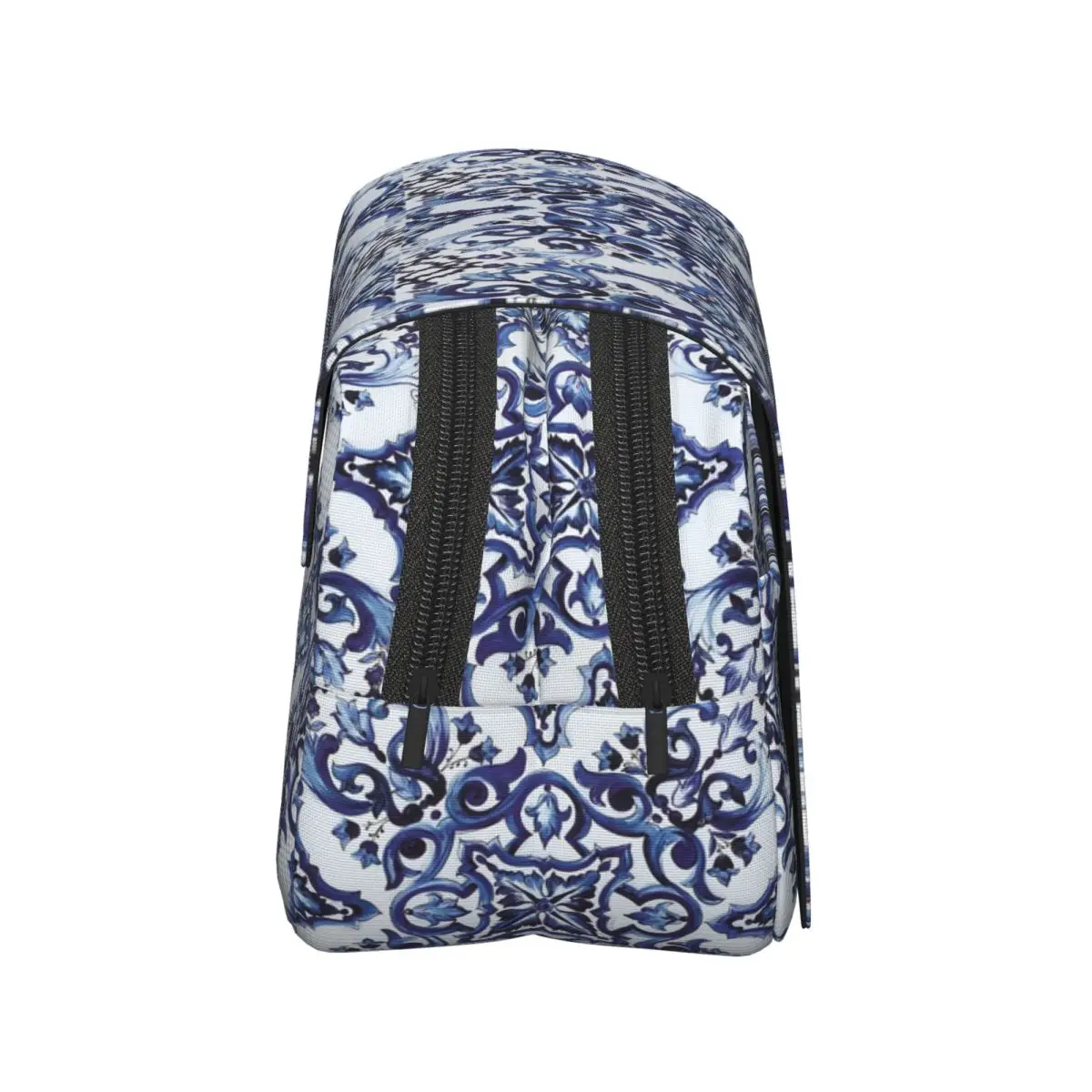 Blue Ornate Floral Mediterranean Sicilian Tile Pencil Cases Pen Holder Hard Shell Leather Large Storage Pen Box Pencil