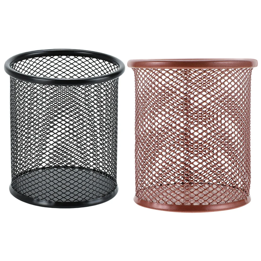 2 قطعة حامل قلم من الفولاذ المقاوم للصدأ شبكة تخزين دلو مكتب منظم كوب رصاص سطح أملس تصميم مضاد للانزلاق