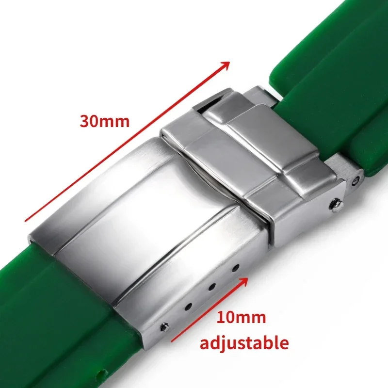 20mm Rubber Soft Strap for Rolex Submariner Oysterflex Daytona GMT Men Sport Waterproof Bracelet Rubber Watchband