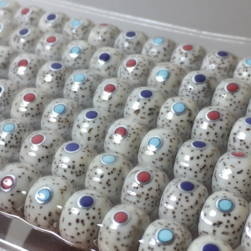 108 high-density polished and moon bodhi beads with multi-inlay