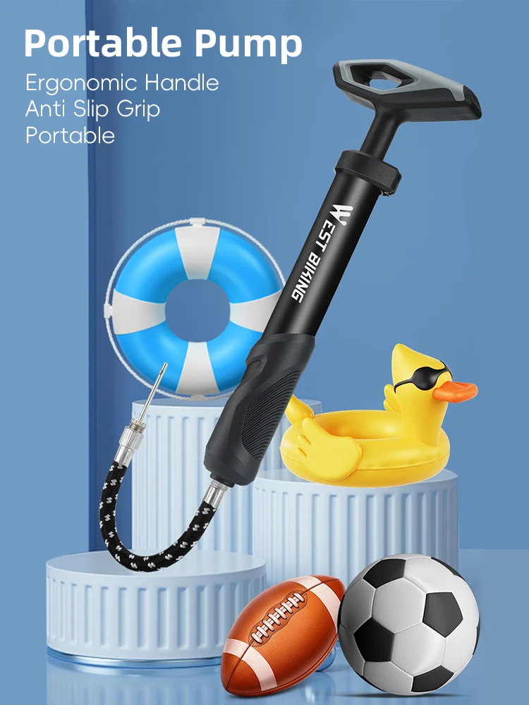 AliExpress West Biking WEST BIKING Portable Pump 40PSI Max Pressure for Basketball Football Swimming Ring Inflation Needle Ergonomic Handlebar Pump