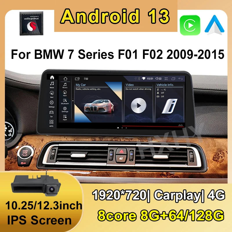 

Android 13 Snapdragon автомобильная интеллектуальная система беспроводной CarPlay 8 + 128G для BMW 7 серии F01 F02 2009-2015 авторадио мультимедиа