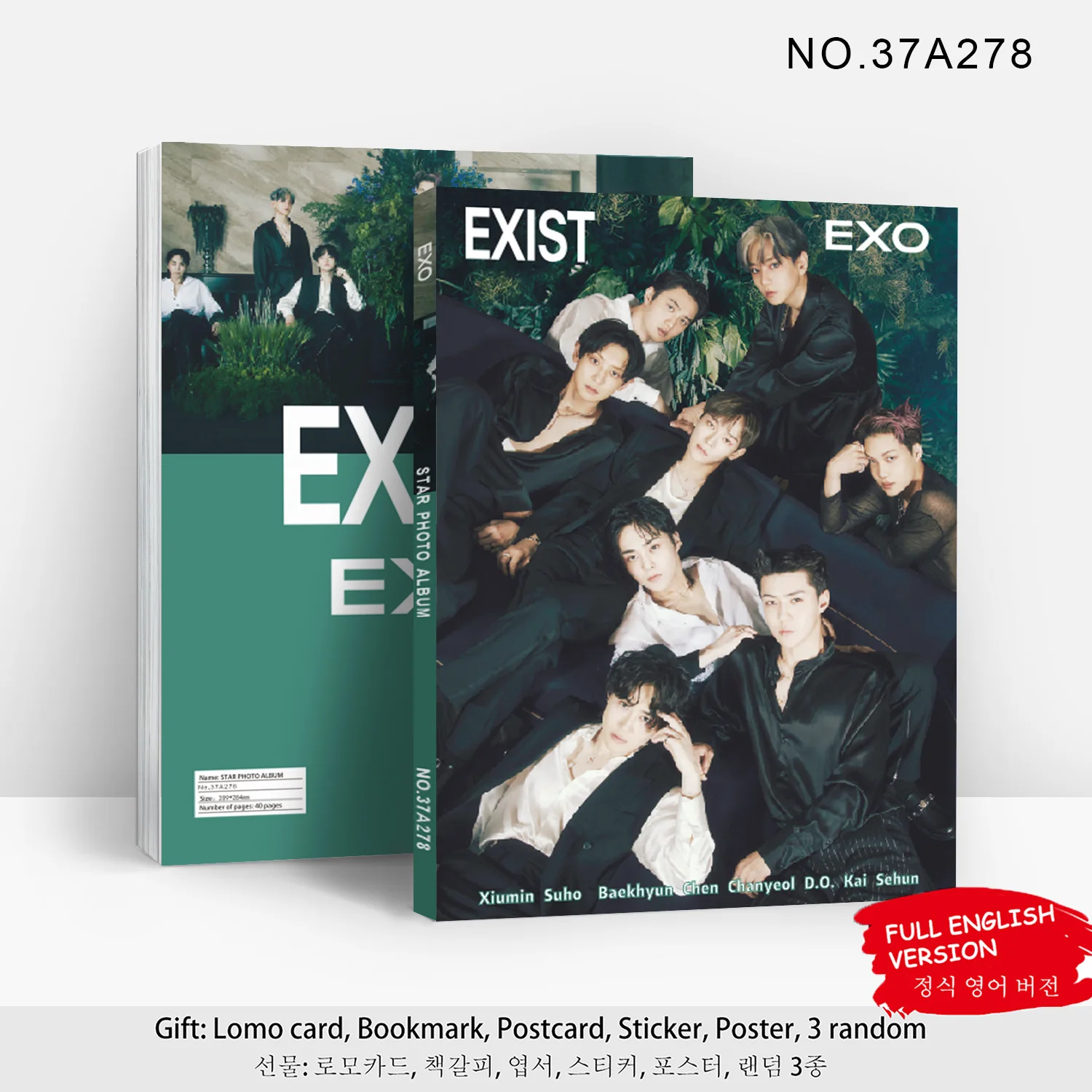 Boy Idol Group New Album EXIST Photo Collection ChanYeol SeHun Baekhyun KAI Chen SUHO D.O. XIUMIN Poster Collection Fans Gift