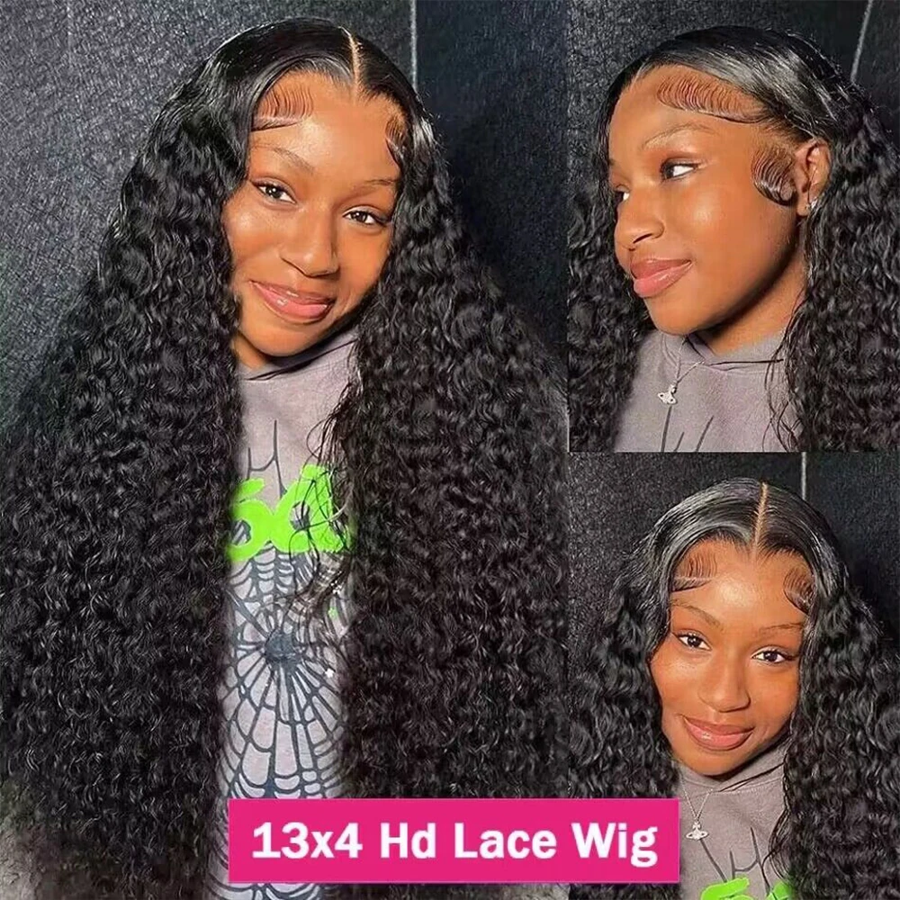 ความหนาแน่น 200 Deep Wave 13x6 HD ลูกไม้ด้านหน้าวิกผมมนุษย์บราซิล 40 46 นิ้ว 13x4 น้ํา Curly วิกผมลูกไม้ด้านหน้าด้านหน้าสําหรับผู้หญิง
