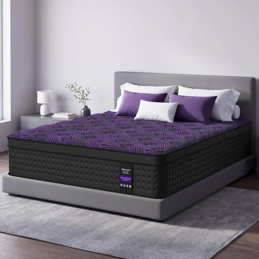 King Size Mattress Firm 14 Inch Luxury Hybrid Mattress in a Box 7 Zone Ergo Support Cooling Gel Infused for Deep Sleep