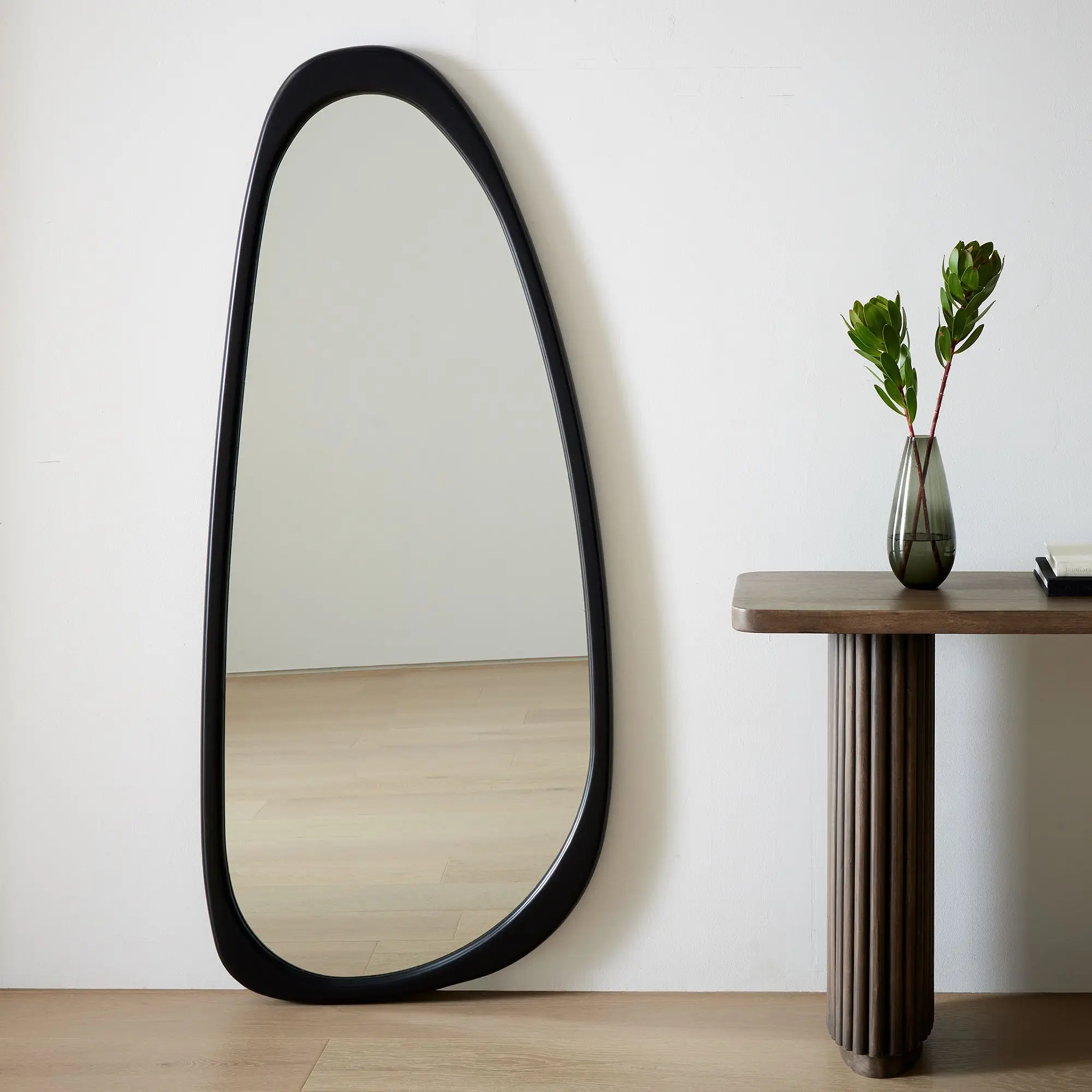 Minimalist Gold Wooden Frame Square Wall Mirror Living Room Decor with Custom Logo Option