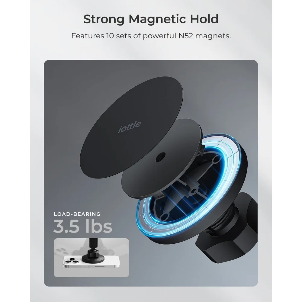 MagSafe対応 マグネット式車載ホルダー ダッシュボード/フロントガラス用 吸盤式 調整可能アーム 汎用スマホホルダー