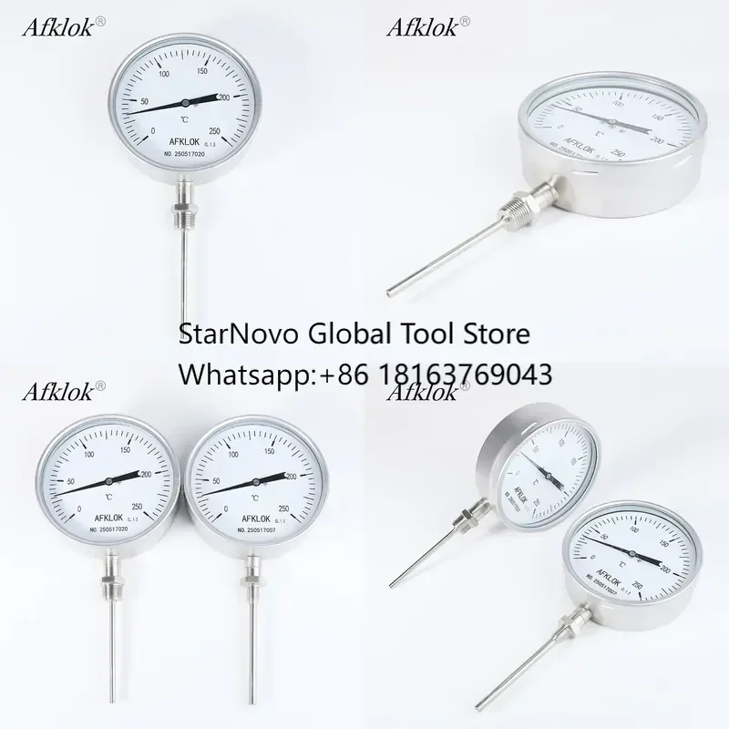 2026 Hot! Temperature Gauge 63mm 100mm Customized Range Industrial Instruments Stainless Steel Bimetal