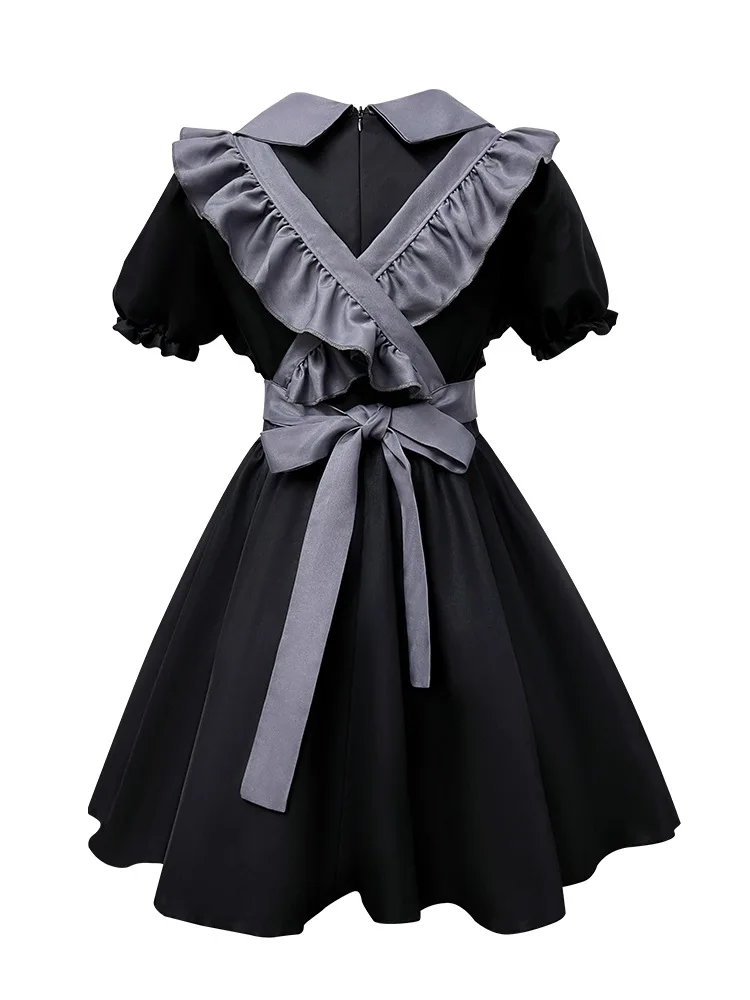 Anime nero carino Lolita cameriera vestito Cosplay Costume ragazza cameriera vestito trend ragazze cameriera costumi del partito S -5XL