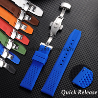 Silicone Straps 16mm 18mm 20mm 22mm 24mm for Seiko for Omega Rubber Watch Strap Quick Release Breathable Butterfly Buckle Band