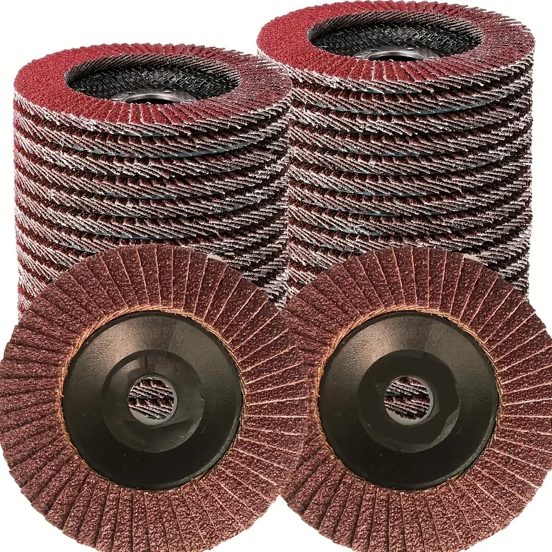 10-Pack 4-Inch Flap Discs, Polyresin Material, 60 Grit Coated Emery Grinding Wheel, Cloth Backing for Metal Rust Removal