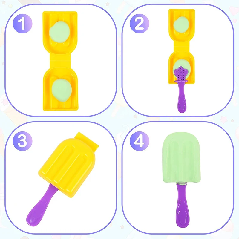 DIY Ice Cream Playdough Mold Plastics Play Dough Accessories For Children Kids Cute Animal Popsicle Plasticine Clay Mould Toys