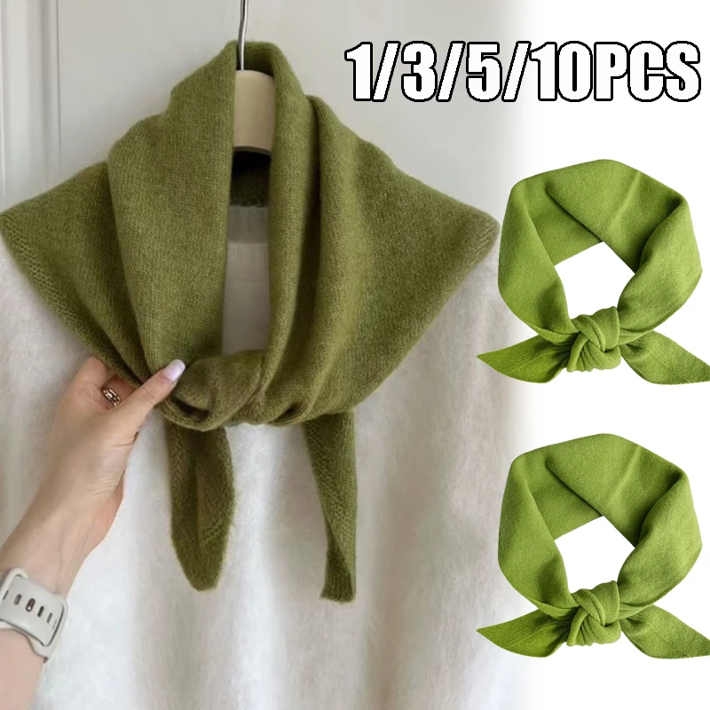

1/3/5/10 шт. универсальный шерстяной треугольный шарф женский трансформируемый повязка на голову теплый шарф всесезонный термовязаный дизайн