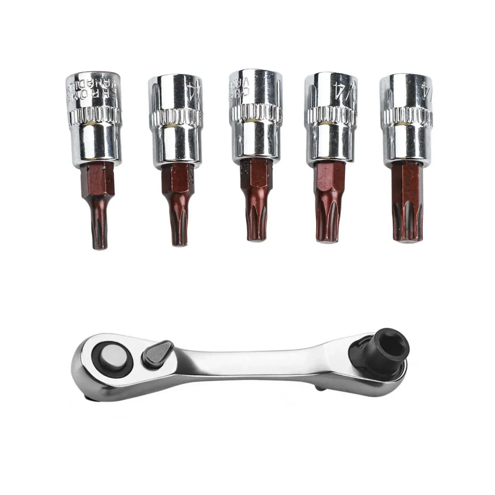 1/4 Inch Double Ended Ratchet Wrench with Reversible Thumb Switch and High Torque Capacity for Socket and Screwdriver Bit Use