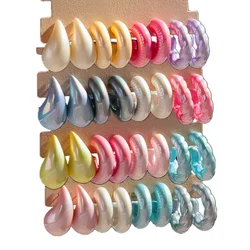4pair/set Pearl Acrylic Twisted Circle Hoop Earrings for Women Candy Color C-Shape Geometric Water Drop Earring New Jewelry Gift