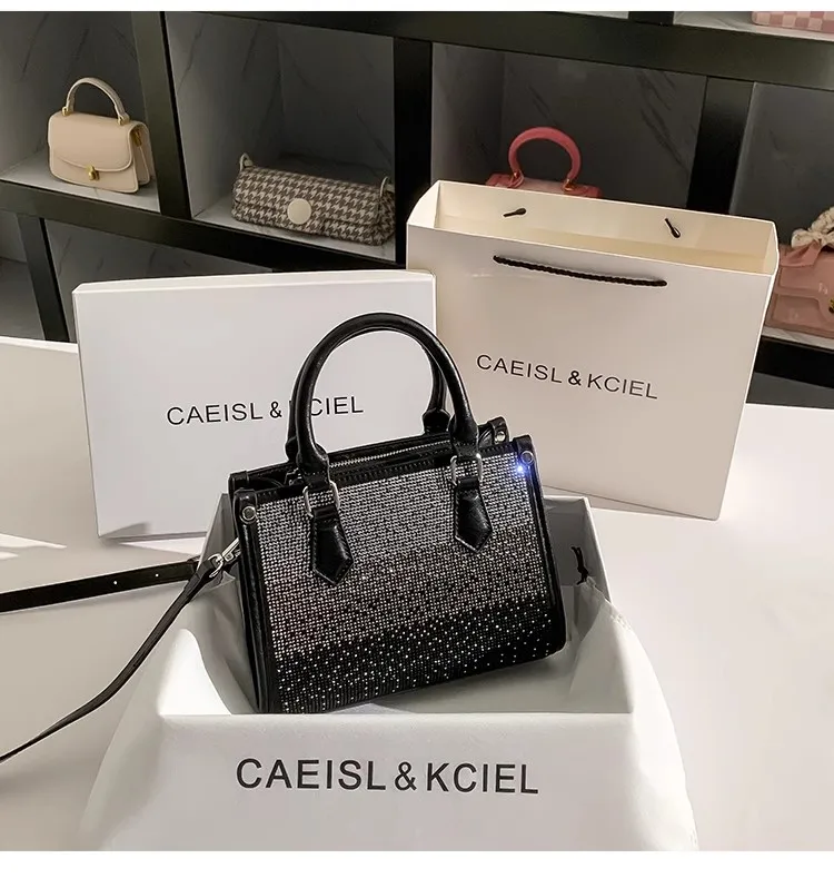 Borsa da donna con diamanti lucidi glitterati di alta qualità Borsa tote di grande capacità Borsa a tracolla moda Borsa da donna Borsa casual