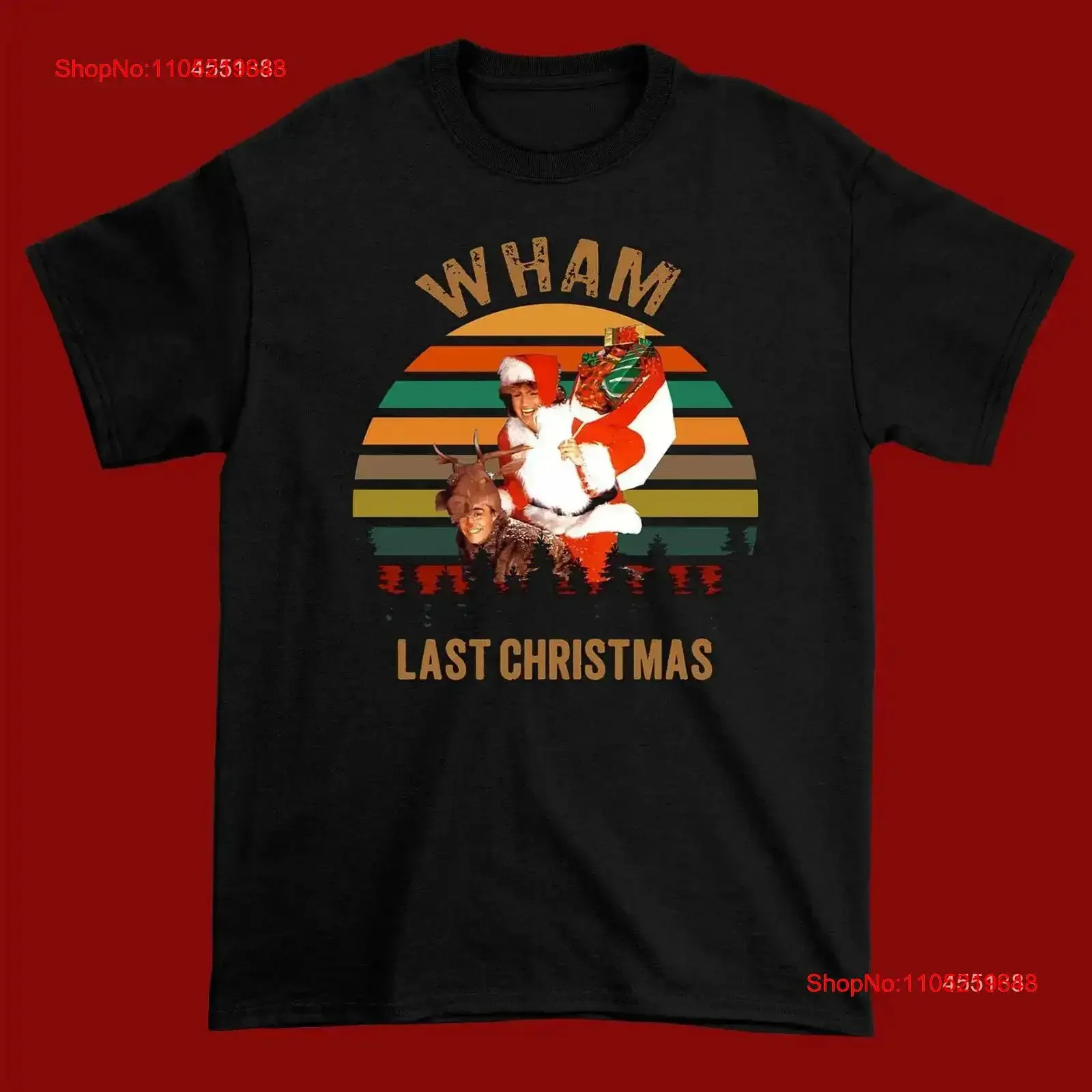 

Винтажная черная футболка Christmas Wham Last, все размеры, NG2819, винтажная, с эффектом потертости, эластичная, стильная, модная, дышащая, дизайнерская одежда