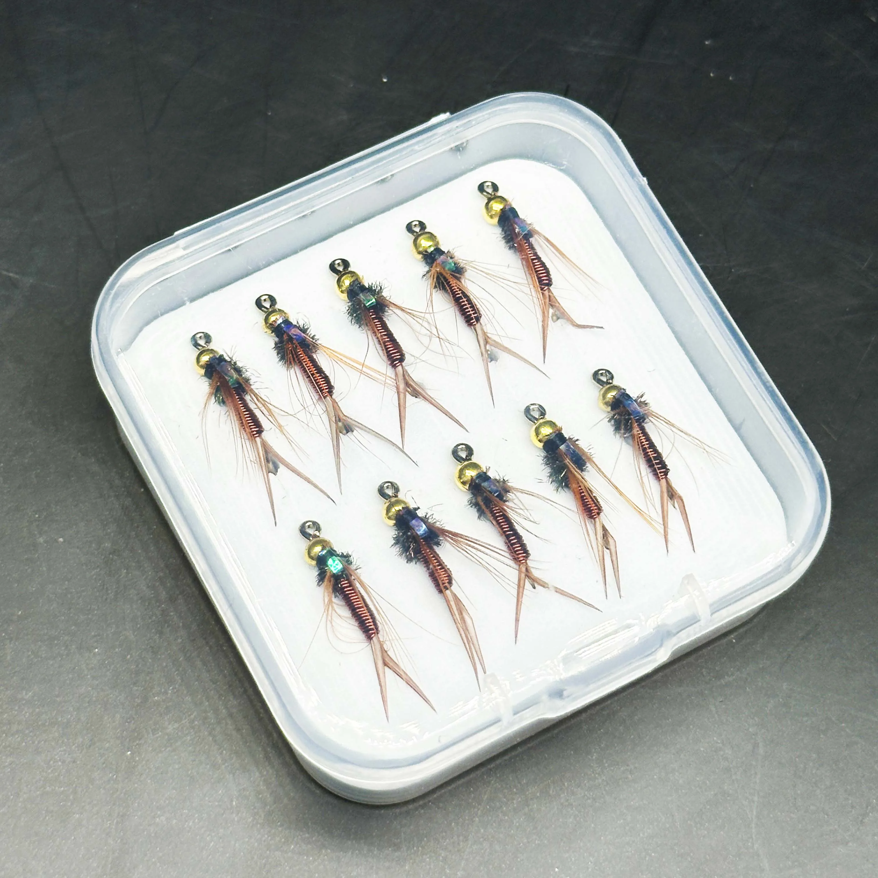 5/10 Stücke Fliegenfischen Lockt Künstliche Insekten Köder Brasshead Prinz Nymphe Süßwasser Forelle Lachs Hecht Bass Nass Flie Bionics Fliegen – Detail 3