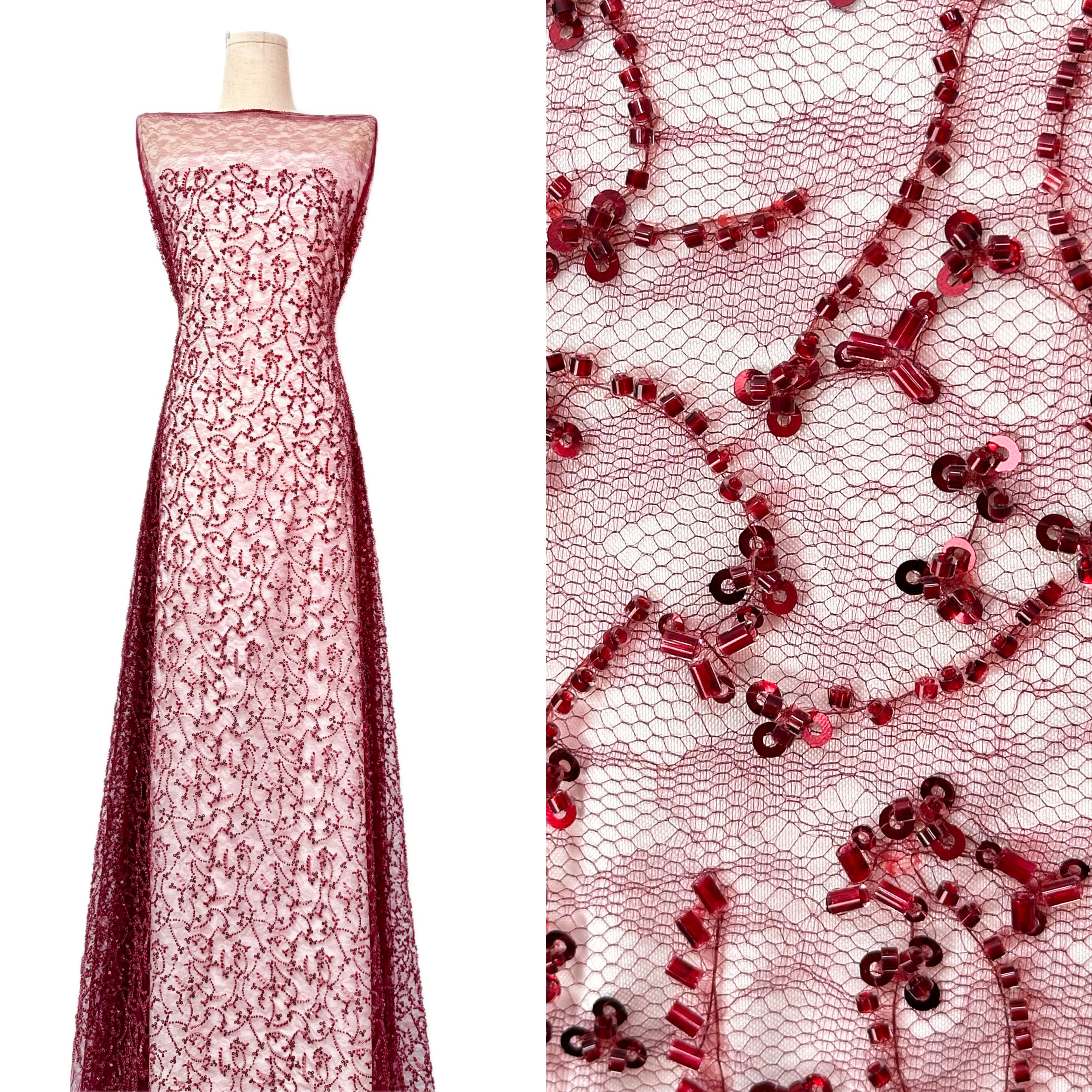 

New Luxury Tulle Lace Fabric French Style Bridal Embroidered with Beads And Sequins for Classic Wedding Gowns Material