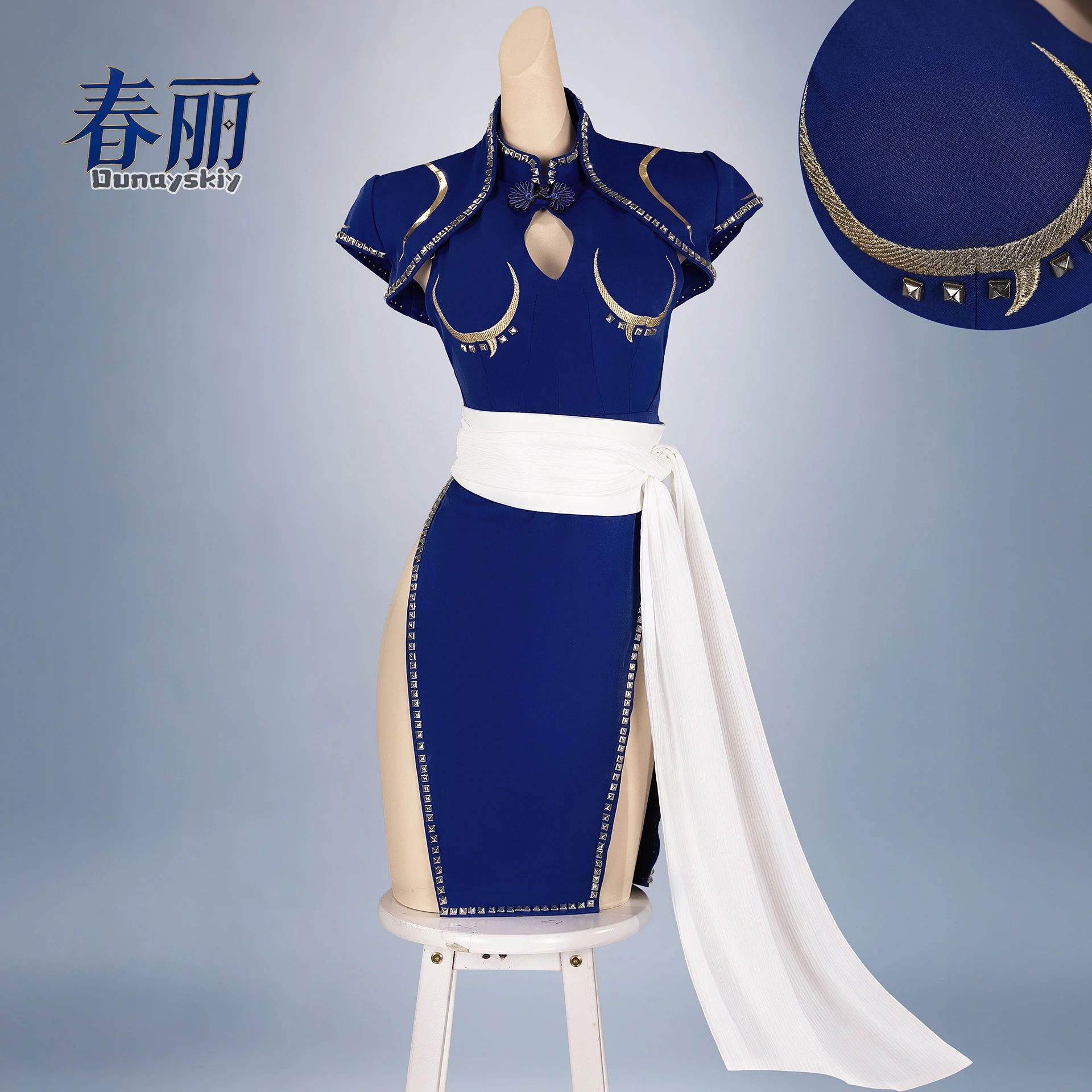 ​​Chun-Li Cosplay Costume Wig Uniform Full Set Character Outfit Halloween Role Play Carnival Party Game Performance Clothes