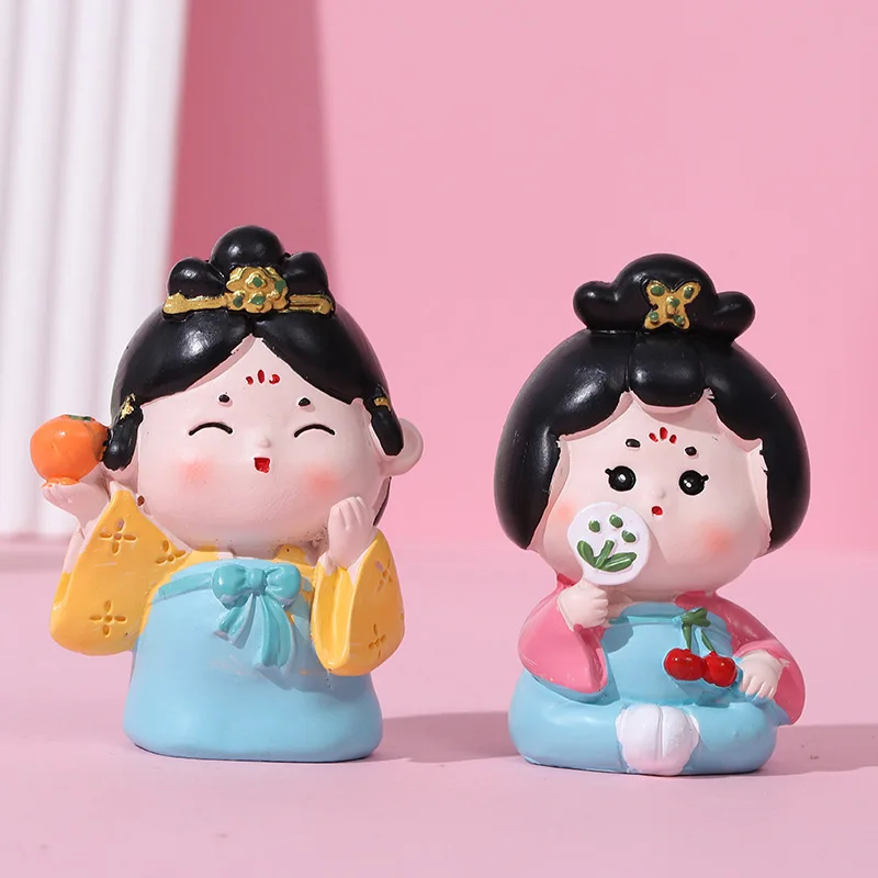 China-Chic Ancient Style Tang Shi Female Resin Crafts Cartoon Decoration Ornament Gift