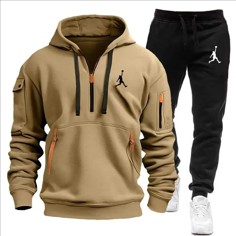 2025 masculino agasalho usar listra hoodies + moletom 2 peça conjunto nova moda de alta qualidade outono inverno diário casual jogging terno