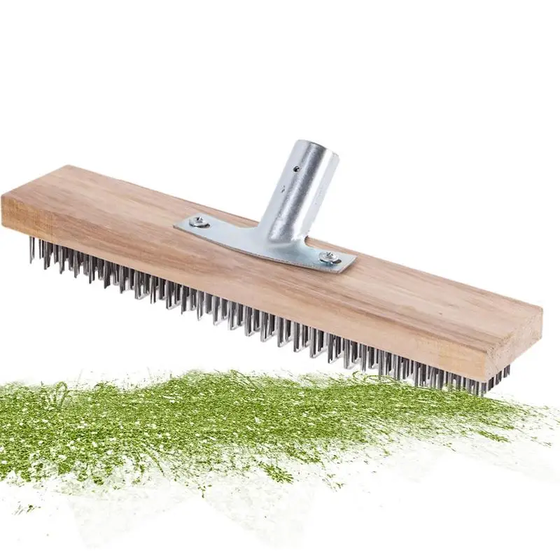 Steel Scrub Brush Widened Rustproof WeedMoss Metal Broom Portable Multifunctional Cleaning Tools For Swimming Garden Cleaning