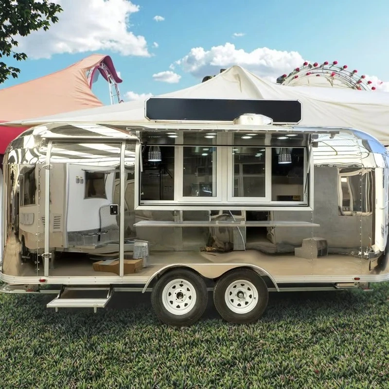 304 Stainless Steel Food Trailer Coffee Trailer Ice Cream Trailer Truck Burger Business Mobile Food Truck with Full Kitchen