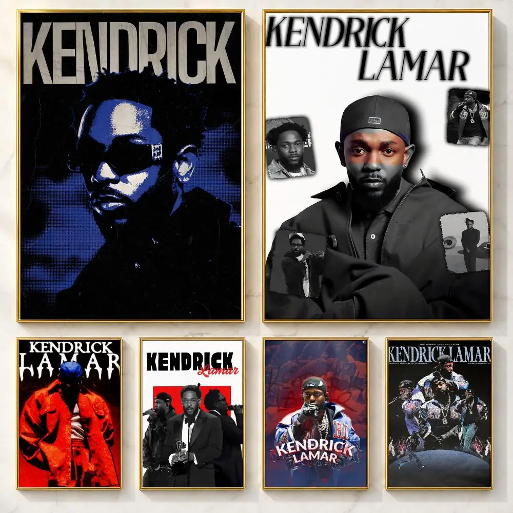 Stylish Singer K-Kendrick LamarS Poster Self-adhesive Art Poster Decoracion Painting Wall Art White Kraft Paper Home Decor