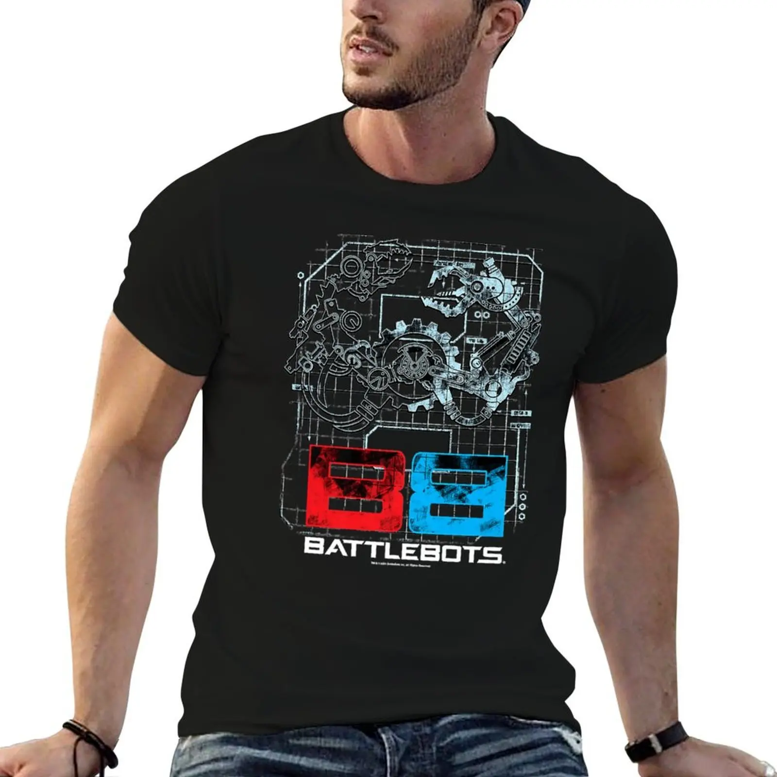 Battle_Bots Robot Schematics Logo T-Shirt summer shirt hippie clothes funny t shirts for men
