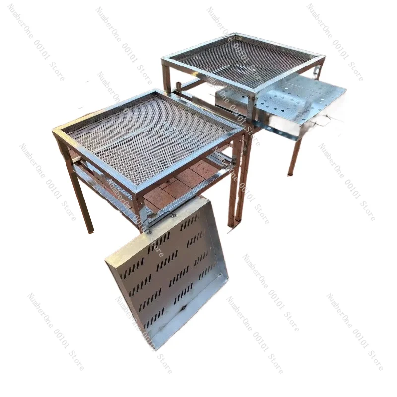 

Thickened Double-Layer BBQ Grill Barbecue Table Adjustable Portable Barbecue Outdoor Bold Foldable BBQ