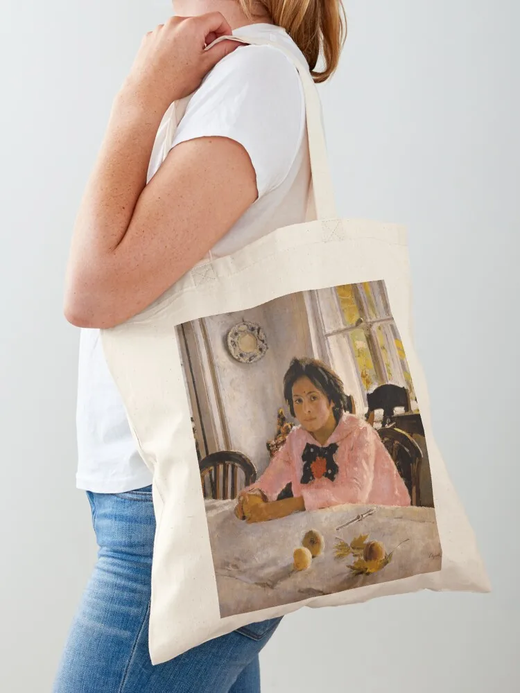 

Girl with Peaches Painting by Valentin Serov Tote Bag bags luxury women canvas tote bags tote bag men