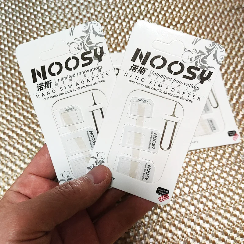 Noosy-tarjeta Micro SIM a adaptador estándar, conjunto Convertidor para teléfono móvil con llave de Pin de expulsión, 4 en 1, 100 juegos