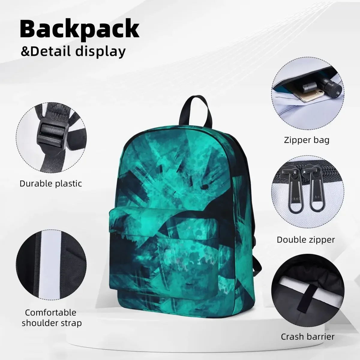 Dark Teal Abstract Backpacks Large Capacity Student Book bag Shoulder Bag Laptop Rucksack Casual Travel Rucksack School Bag