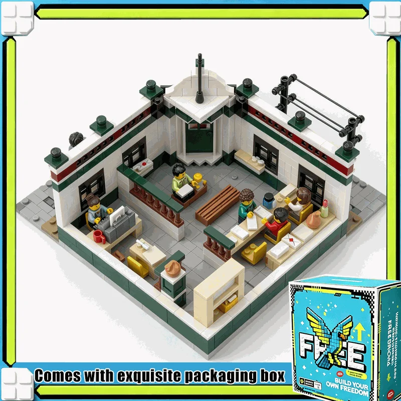 1059PCS Shanghai Old Post Office Street Model Modular Building Blocks Custom Puzzle DIY Assembly Educational Toy Gift Decor