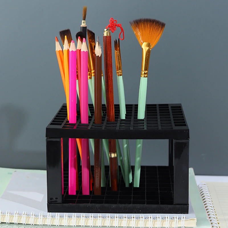 Detachable Plastic Pen Holder 96 Holes Paint Brush Holder Portable Pencil Stand Painting Brush Storage Storage Box Stationery