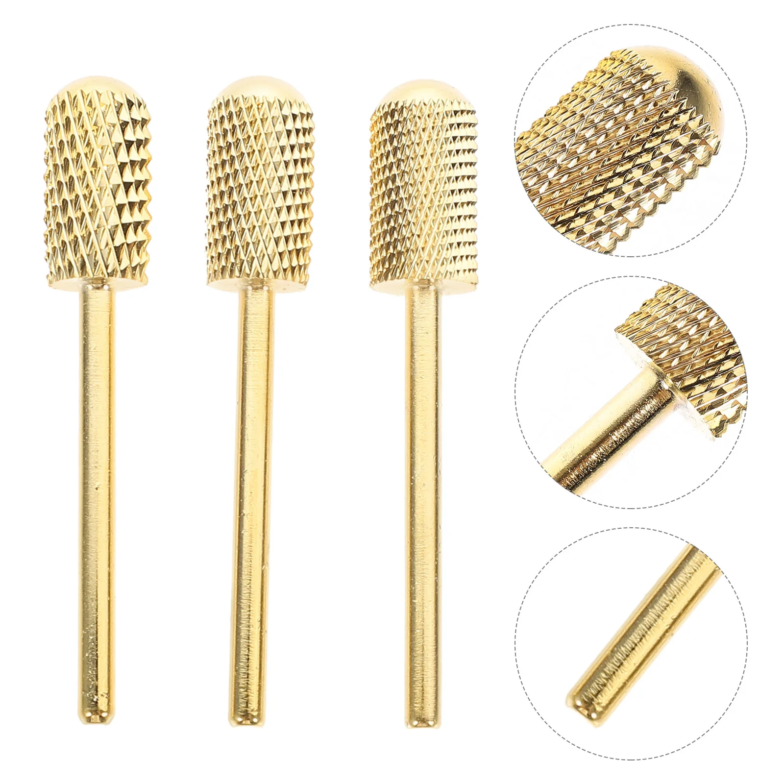 3 Pcs Golden Tungsten Steel Nail Drill Bits Manicure for Acrylic Nails Carbide Rig Cuticle Accessories Gel Polish Tools