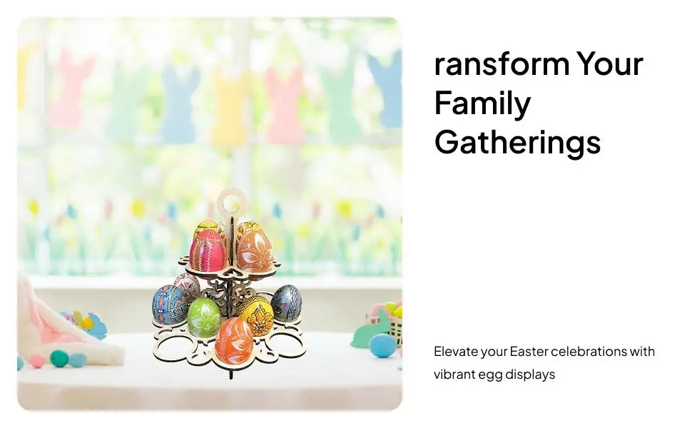 Easter Eggs Stand Wood Display for Dining Room Countertop Holiday Party