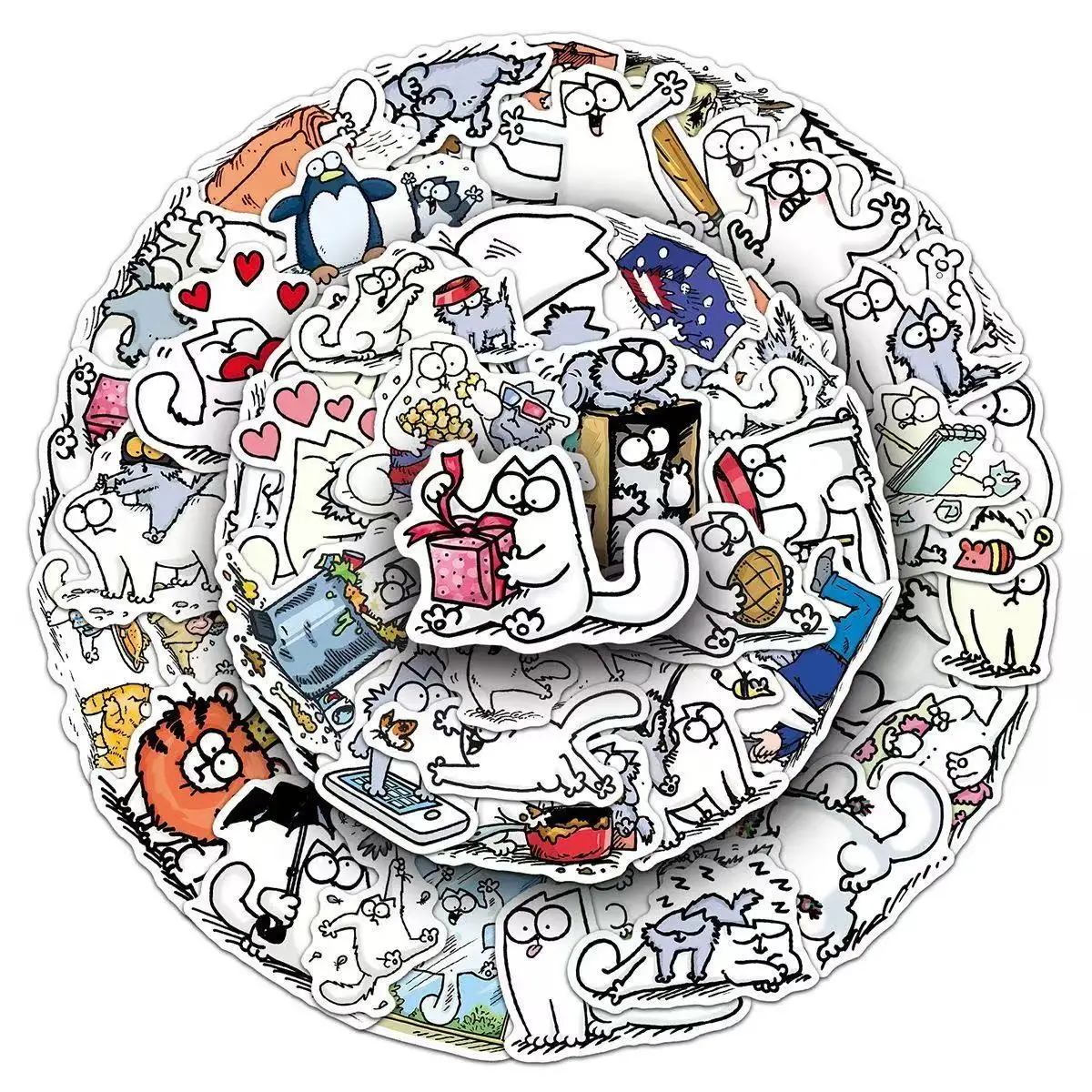 10/30/50Pcs Cute Cartoon Cat Graffiti Stickers Waterproof Vinyl Decals for Laptop Water Bottle Phone Skateboard Luggage Decor