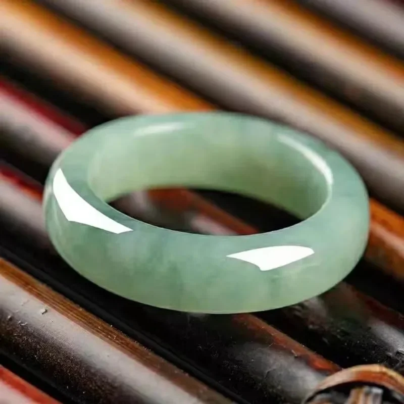 

Genuine Burma Jade Ring Natural Stone Healing Jewelry Women Certified Jadeite Accessories Jades Band Rings Girlfriend Mom Gifts