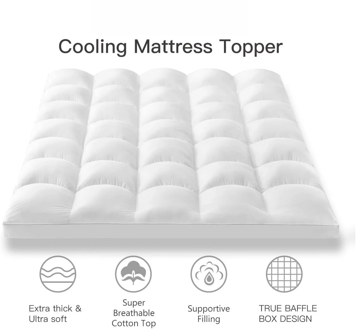 

Queen Mattress Thick Pillowtop, Cooling and Plush Mattress Pad Cover Cotton Top Bed Topper Protector with 8-21 Inch Deep Pocket