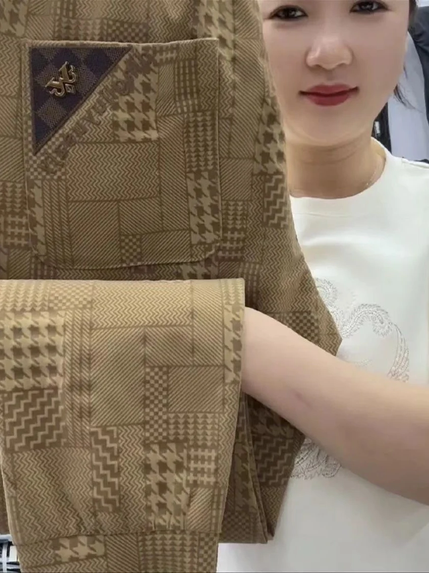 

Мужские летние повседневные брюки из ледяного шелка Qui Dry, облегающие модные брендовые универсальные легкие брюки, дышащие городские брюки