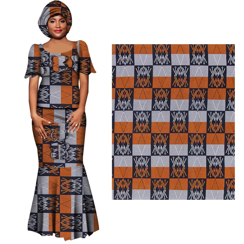 Tela africana con estampado de cera Real, Material de algodón Ankara de alta calidad, vestido de patio, 6 yardas, 2024