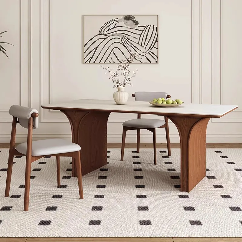 table, antique household rectangular dining table, ash wood dining table, simple dining table and chair combination