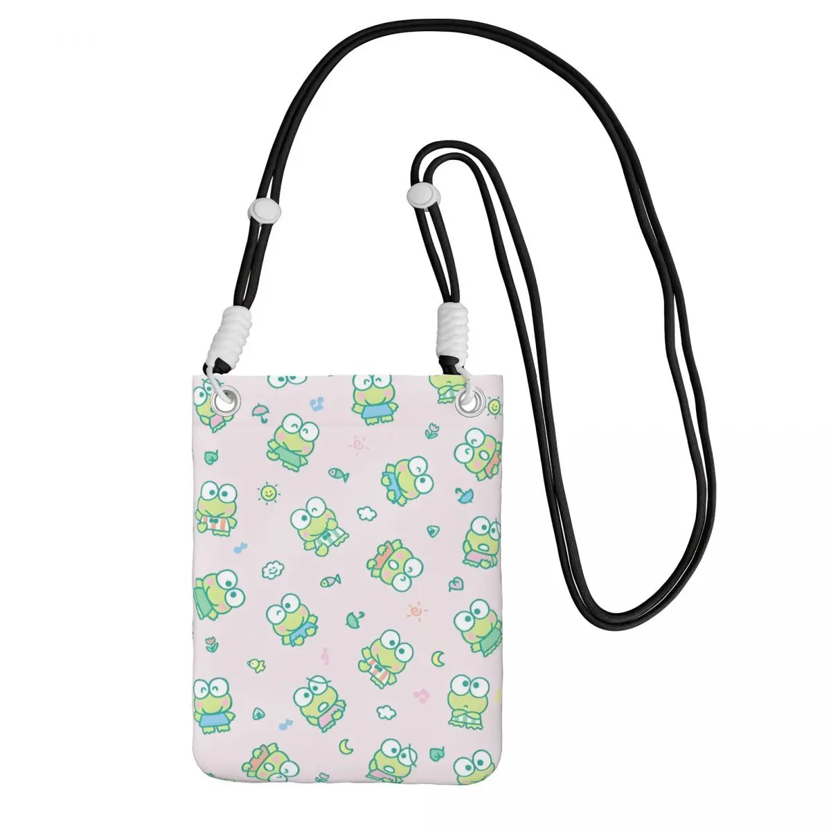 

Custom KeroKeroKeroppi Carry A Mobile Phone Bag Diagonally Men Women Cool Cute Frog Mobile Phone Bag Hiking Phone Money Pouch