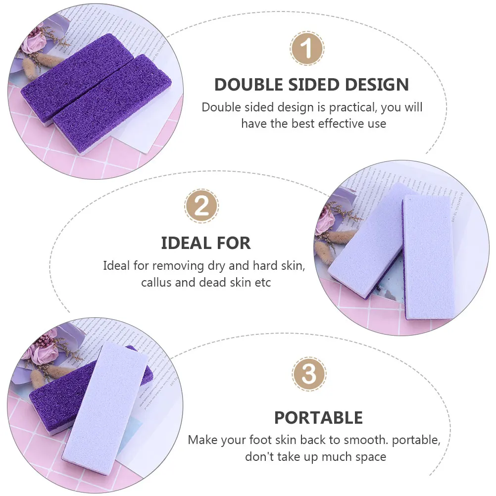 

2Pcs Foot Care Scrubber Pumice Stone Rubbing Tool Dead Skin Removal Callus Remover Double Sided Nail File Portable Foot File